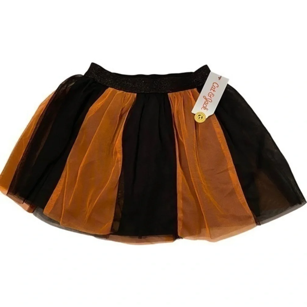 NEW Girls Size 6 Halloween Tutu Skirt Witch Costume Black Orange small